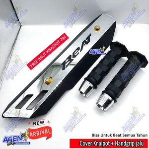 TERBARU Cover Knalpot Beat  + Handgrip + Jalu – Beat All Series, Premium Quality -FREE BAUT