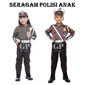 SERAGAM PROFESI ANAK POLISI BAJU SETELAN POLISI ANAK LAKI LAKI PEREMPUAN COWOK CEWEK ROK KOSTUM PROFESI SERAGAM KARNAVAL ANAK Fashion