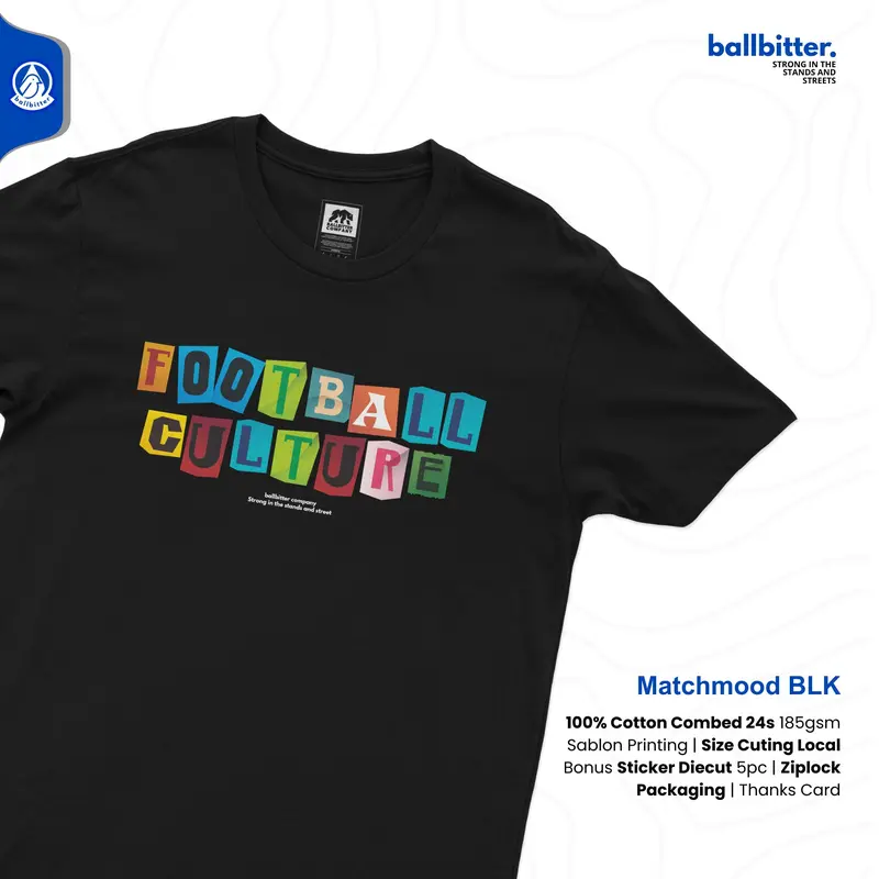 Ballbitter kaos Casual Supporter Match Mood Hitam Atasan Combed 24s 1