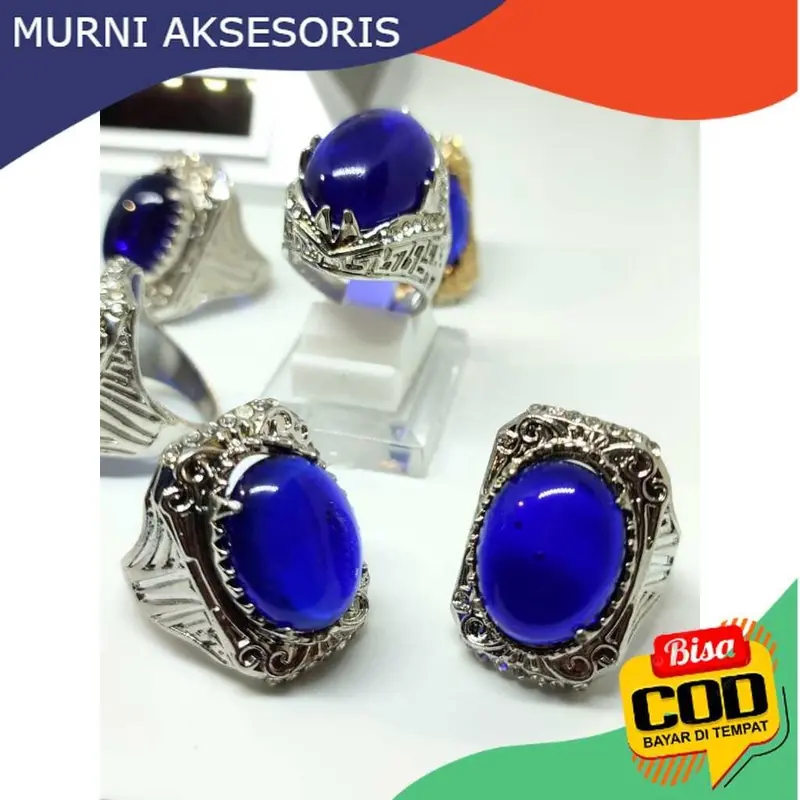 Murni Aksesoris. CIncin Biru Bangkok, Qualitas Super, Permukaan Halus dan Warna Cerah Tembus Cahaya 1