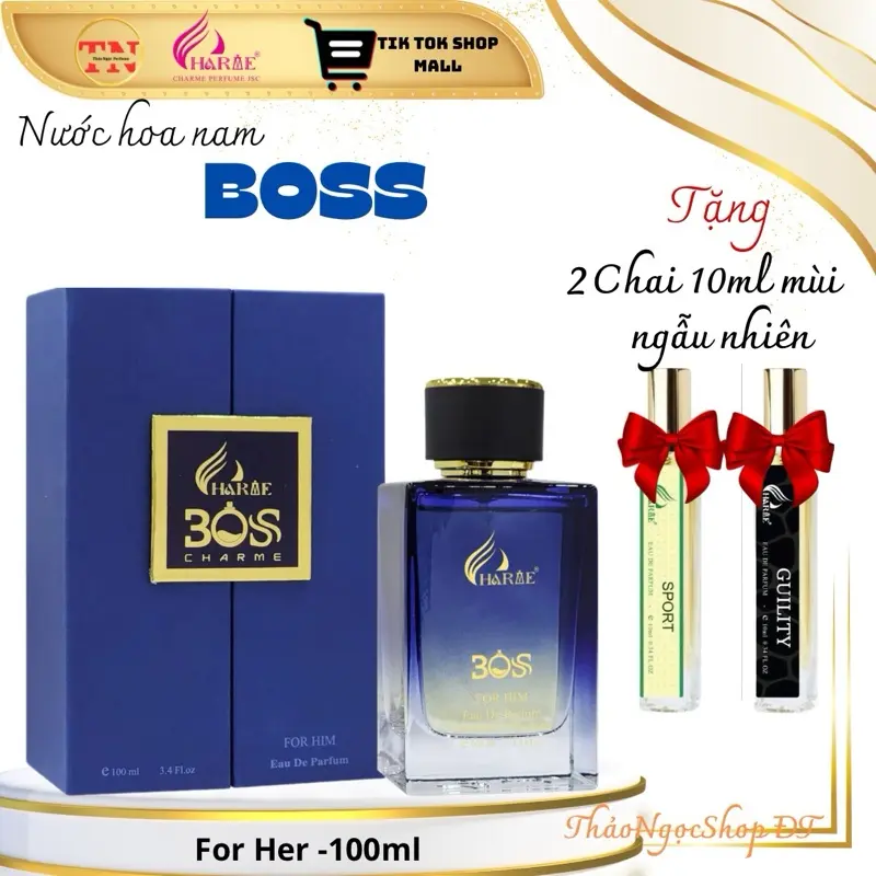 CHARME PARFUM NƯỚC HOA NAM CHARME BOSS 100ML  ( tặng 2 chai 10ml mùi ngẫu nhiên) SANG TRỌNG LỊCH LÃM LƯU  HƯƠNG 6H 12H Xịt Thơm Perfume