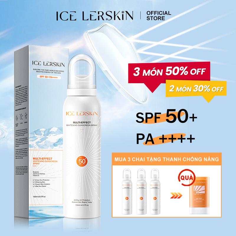 【Mua 3 tặng 1 ICE LERSKIN Xịt Chống Nắng Đa Hiệu 150ML*3 + [Quà Tặng Miễn Phí] Thanh Lăn Chống Nắng Dạng Nhẹ 20g, SPF50+ PA++++, chứa chiết xuất lá hoa nhài và tinh chất vitamin E