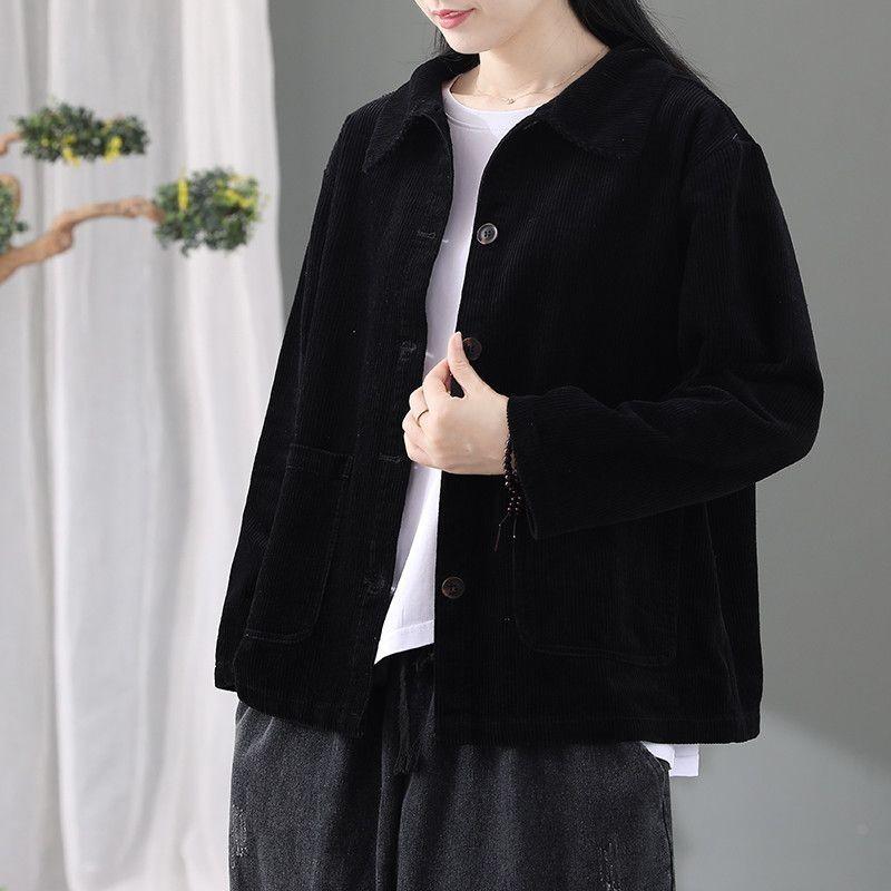 Product Introduction of Áo Khoác Vải Nhung Kẻ Ngoại Cỡ Cho Nữ, Hàng Mới Về Thu Đông 2023, Phong Cách Hàn Quốc, Dáng Rộng Vừa Vặn, Áo Khoác Thời Trang Thường Ngày Áo Cardigan 13