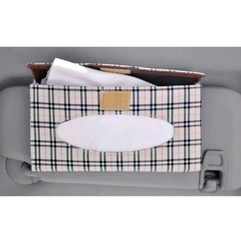 TEMPAT TISU SUNVISOR MOBIL MODEL GARIS MOTIF KOTAK 8