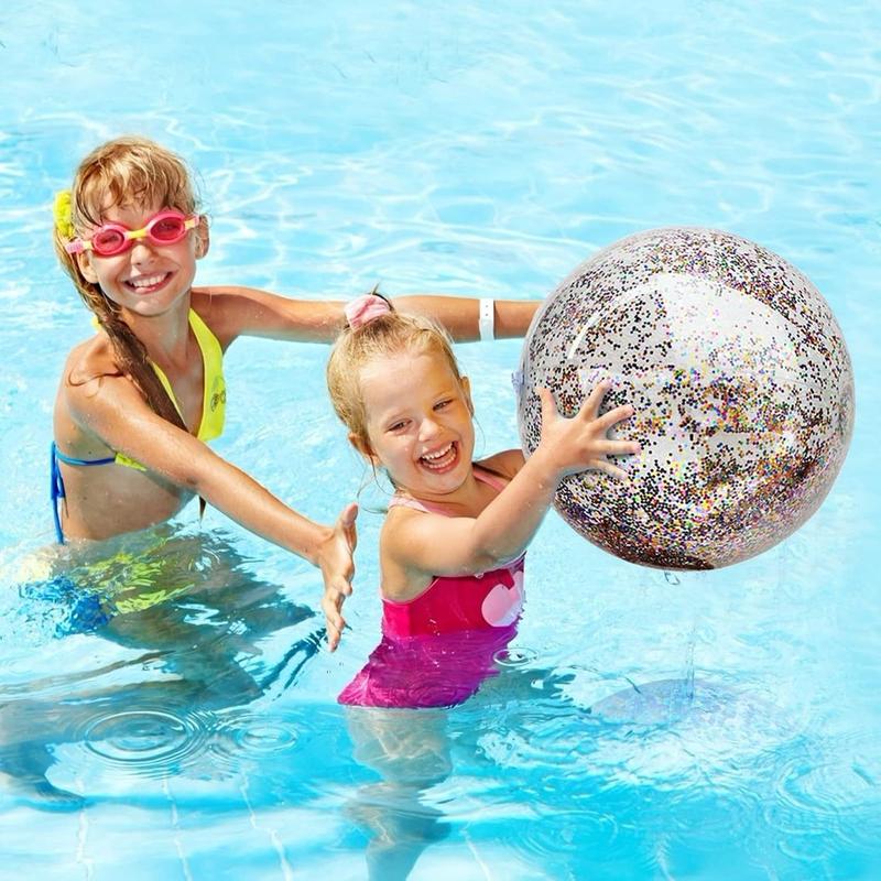 Product Introduction of 40cm Transparent Sequins Beach Ball Thick Material Inflation Balloon Water Float Swimming Pool Playing Water Toy Ball 11