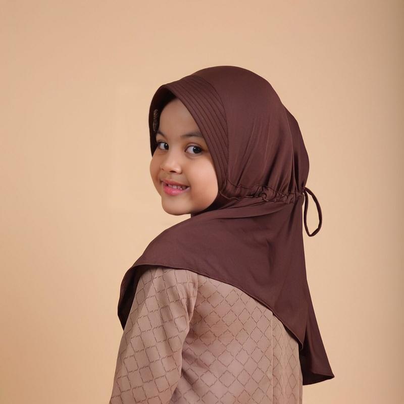Hijab Instan Serut Anak Size (S) / Kerudung Sekolah Serut Belakang Jersey Bergo 0
