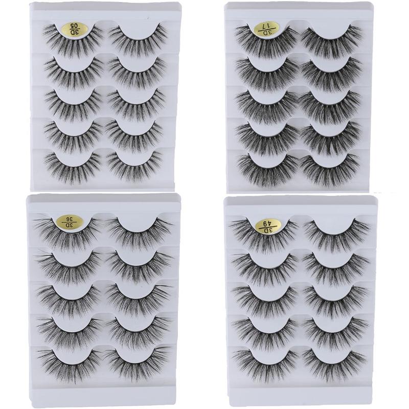 Dụng Cụ Trang Điểm Mắt, SKONHED, 5 Cặp, Lông Mi Mắt Tự Nhiên, Dài Và Mỏng, Ống Loe Và Bồng Bềnh, Nhiều Lớp, Nối Mi Giả, Lông Chồn Giả 3D, Thiết Kế Đan Chéo 3