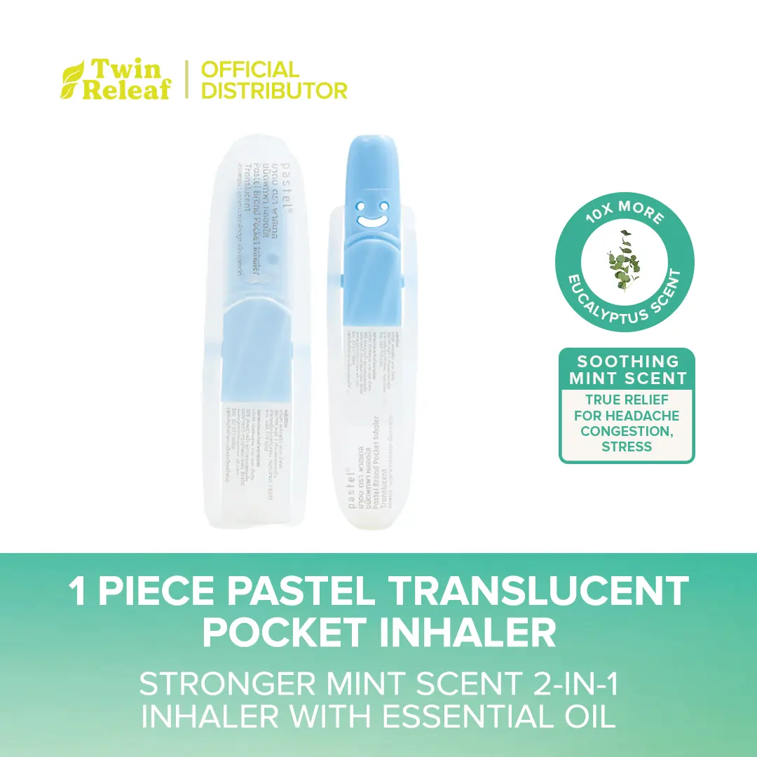 PASTEL Translucent Pocket Inhaler [Menthol, Eucalyptus, Relieve Headache] (Twin Releaf)