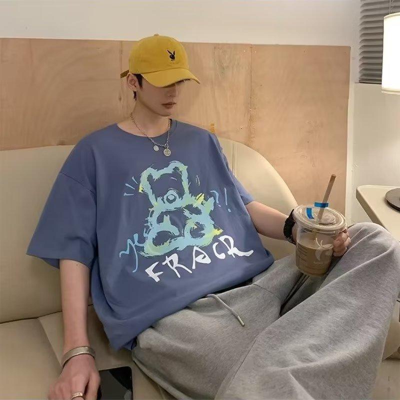 Product Introduction of American Retro Short Sleeve T-shirt Men's Summer Loose All-Matching Ins Trendy Half-Length Sleeves T-shirt Fashion Brand 5