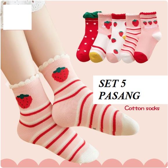KAOS KAKI ANAK PEREMPUAN MOTIF KARAKTER KAUS SET 5 PASANG LEMBUT & HALUS Fashion 1