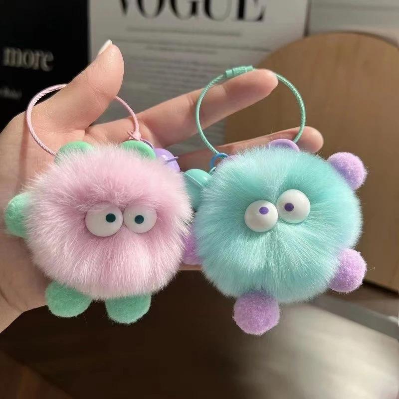 Cute Fluffy Fur Pompom Keychain Soft Plush Ball Key Chain Car Key Ring Women Charm Bag Small Briquettes Pendant Jewelry 0