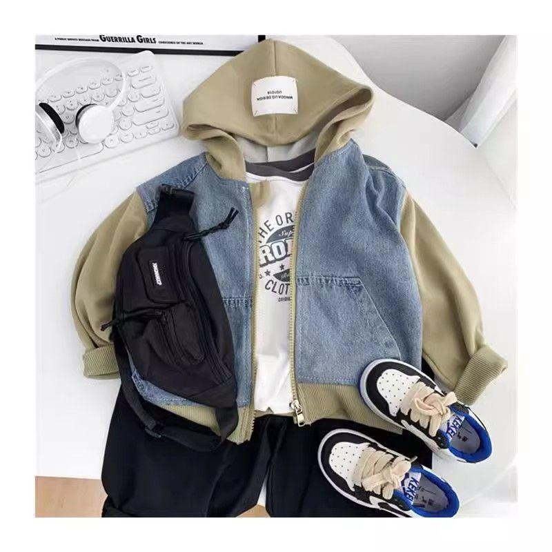 Áo Khoác Denim, Cho Bé Trai, Mùa Xuân Và Mùa Thu, Phong Cách Hàn Quốc, Áo Sơ Mi Có Khóa Kéo Có Mũ Trẻ Em, Áo Thường Ngày Bộ Sưu Tập 19000 Người, Thiết Kế Xếp Ly Cho Trẻ Em, Đẹp Trai Và Sành Điệu, Hàng Mới Về, 2025 3