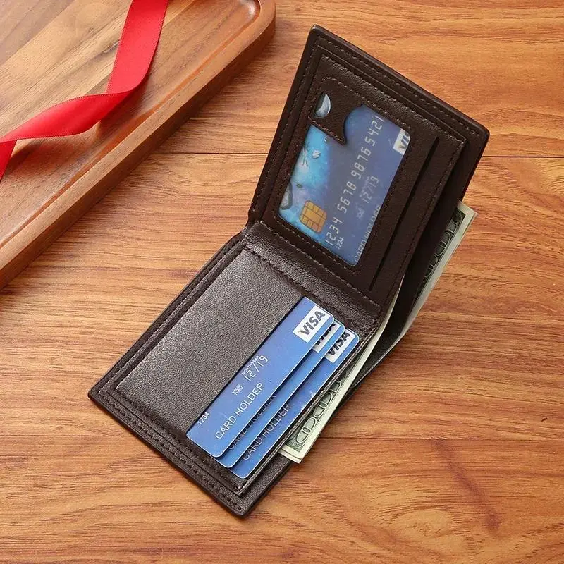 Men Purse Black PU Leather Multiple Slot Casual Large Capacity Coin Wallet Male Card Holder Purse Multifunctional Bag