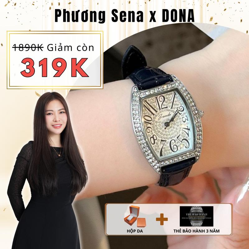 PHƯƠNG SENA X DONA WATCH Đồng hồ nữ cổ điển mặt thoi đính đá sang trọng phong cách quý phái hỗ trợ kháng nước - JRANDE DH1