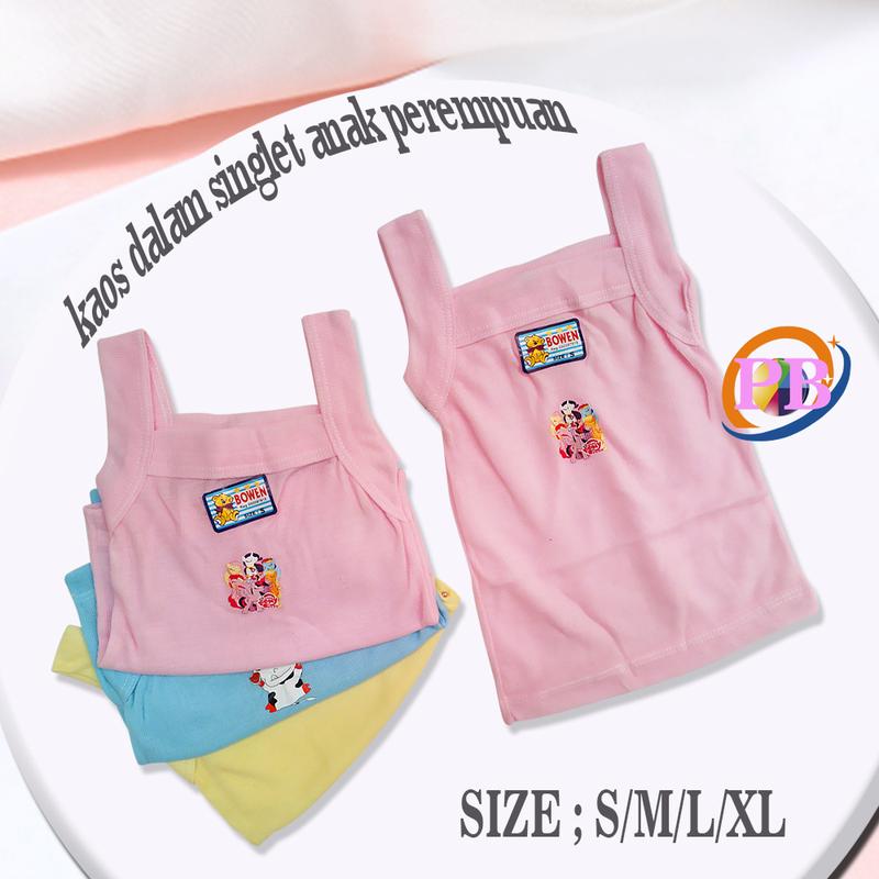 6 PCS Kaos Singlet Anak Perempuan Motif karakter Katun Baju Fashion 1