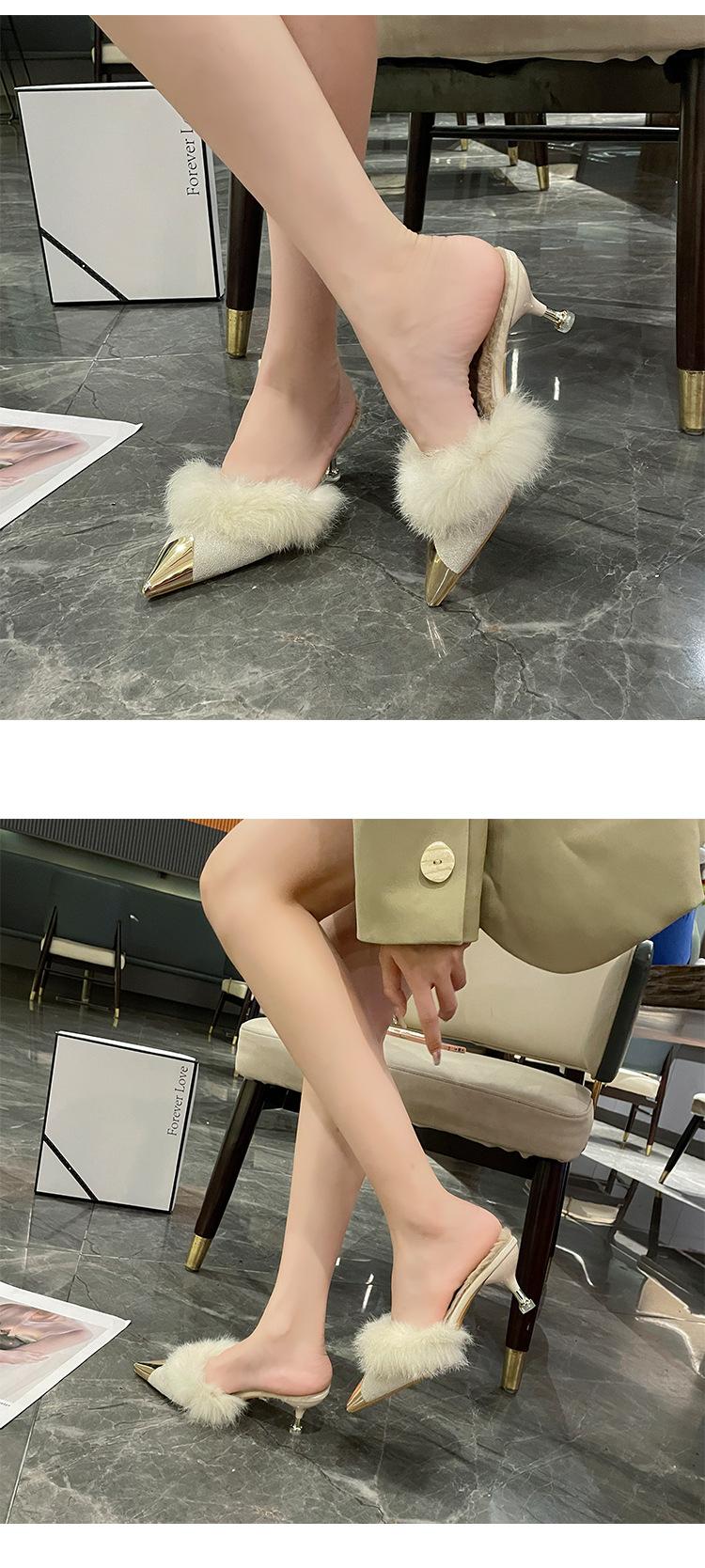Product Introduction of Dép Lê Có Tóc Baotou, Dành Cho Nữ, Phong Cách Mới 2024, Mũi Nhọn, Mũi Kim Loại, Gót Mỏng, Ngọt Ngào Và Thanh Lịch, Thích Hợp Cho Phong Cách Lười Biếng Và Nửa Trái Tim 30