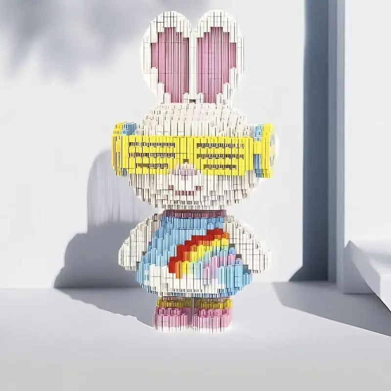Rabbit Design Building Blocks Toy, 5010pcs Cute Animal Assembly Models, Creative Desktop Decoration for Home Office 5