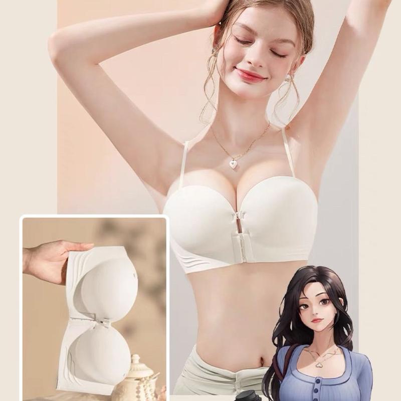 Áo Ngực Cho Nữ, Dây Đeo Spaghetti Đẩy Lên Ngực Nhỏ Dày 4Cm, Thích Hợp Cho Ngực Phẳng, Không Có Cốc Rỗng, Móc Cài Trước 4