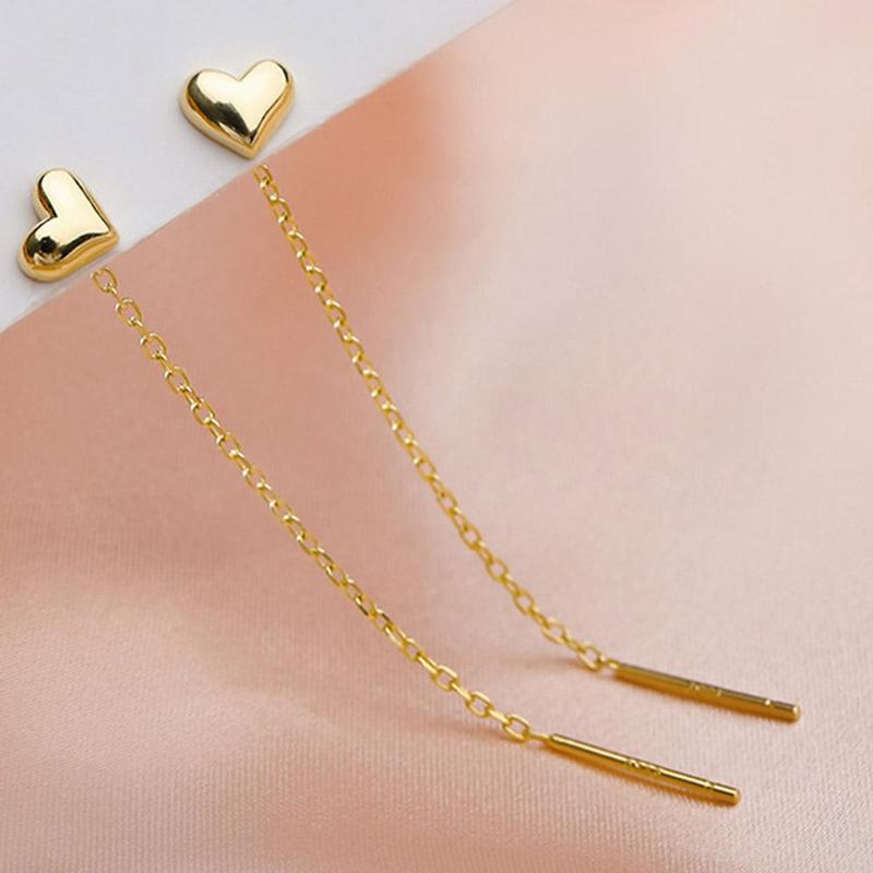 Product Introduction of 1Pair Heart Earrings Ins Temperament Long Heart-shaped Earrings Tassel K8Y8 28