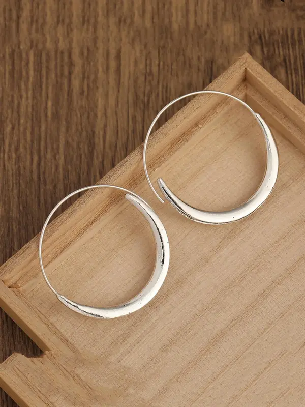 Women's Boho Style Round Shaped Hoop Earrings, Vintage Trendy Hoop Earrings, Chic Gorgeous Jewelry As Gift for Girlfriend 2