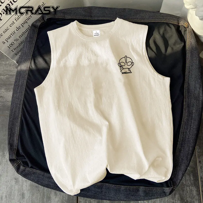 Áo Ba Lỗ Mùa Hè, Thương Hiệu Hợp Xu Hướng Cho Nam Giới, INS, Được Làm Bằng Cotton Nguyên Chất, Tay Áo Cắt Rời Dáng Rộng Vừa Vặn, Áo Thun Không Tay Thể Thao, Cá Tính, IMCRASY Menswear