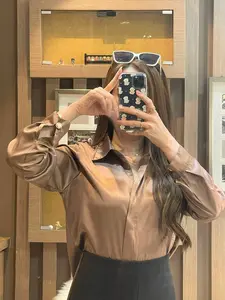 Dealova kemeja zipper satin by bombshellstores atasan satin