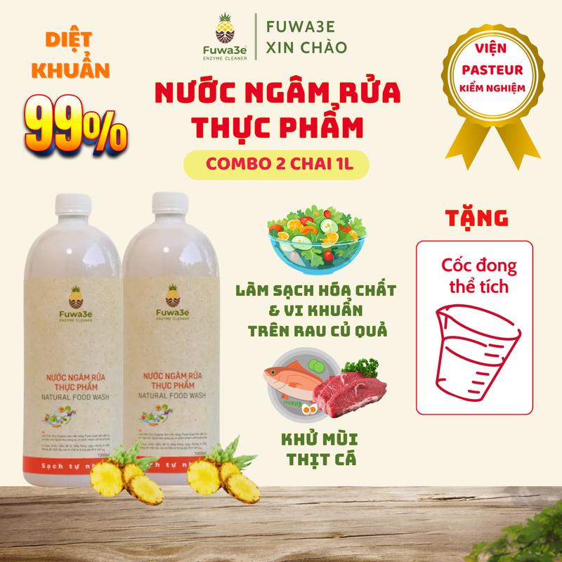 Combo 2L Nước Ngâm Rửa Thực Phẩm Fuwa3e, Rửa Rau Củ Quả Làm Sạch Tồn Dư Hóa Chất,Vi Khuẩn