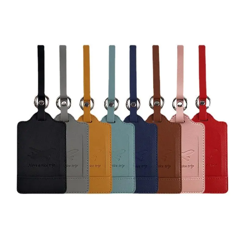 Bbambu Tag Label Koper Bagasi Gantungan Label Nama Tas Luggage Tag / Portable PU Kulit Bagasi Tag Koper Pengidentifikasi Label Bagasi Papan Tas Tag Nama ID Alamat pemegang Paspor Perjalanan Kartu 2