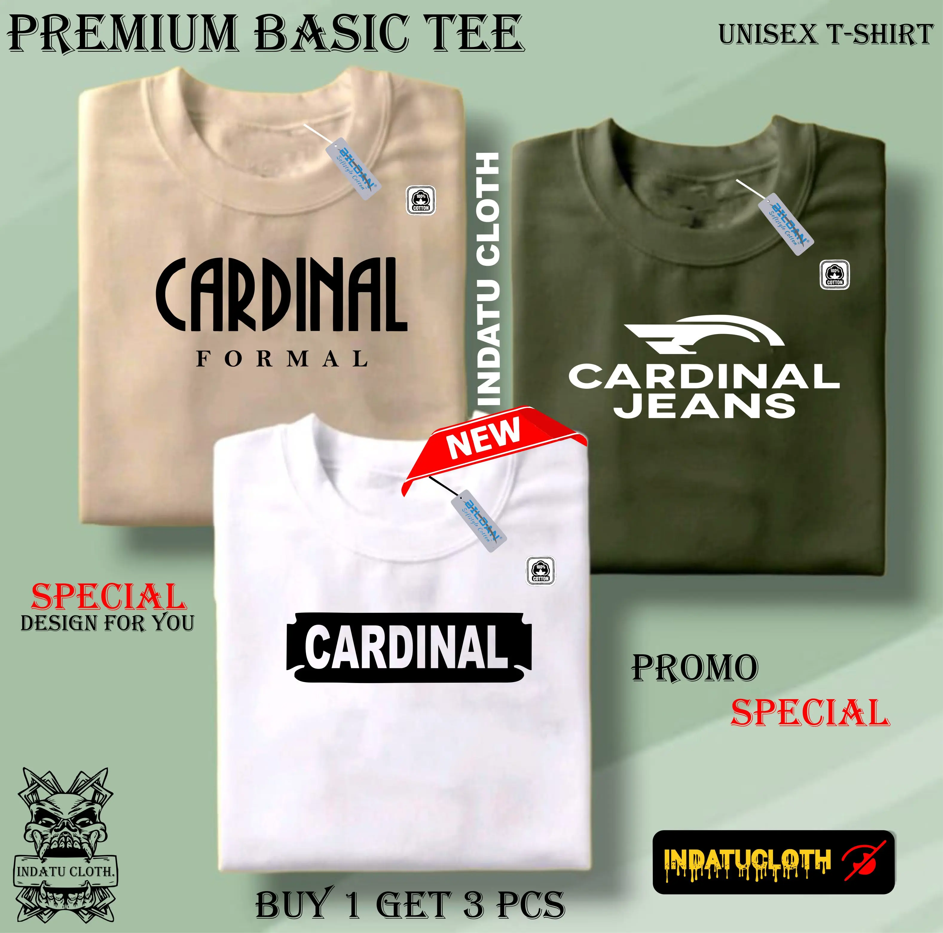 BELI 1 OR 3 PCS (  PROMO COD) INDATU CLOTH Distro Pria-Kaos Distro Terbaru CRDNL 100% Bahan Soft Tebal Cotton Combed 30s Premium High Quality 2 Dewasa Keren Nyaman Remaja Army Casual Simple Branded Mustard Variasi Baju Polos Oblong Tshirt Katun Pendek