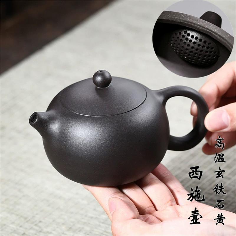 Ấm Dung Tích Yixing, Thiết Kế Xishi Fengming Bằng Cát Tím, Thủ Công Một Nửa, Bùn Vàng Đen, Bộ Ấm Trà Kung Fu, Nổi Tiếng, Năm 2024 6