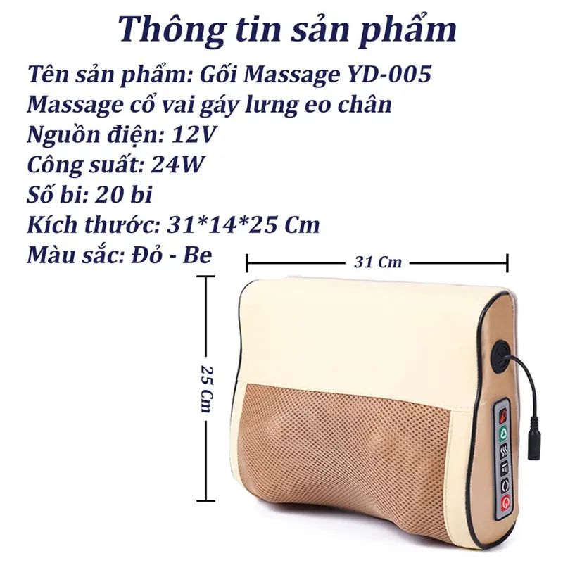 Máy Massage Cổ Vai Gáy Hồng Ngoại 20 Bi Xoay, Gối Matxa Đa Năng 3 Cấp Độ Có Đảo Chiều 5