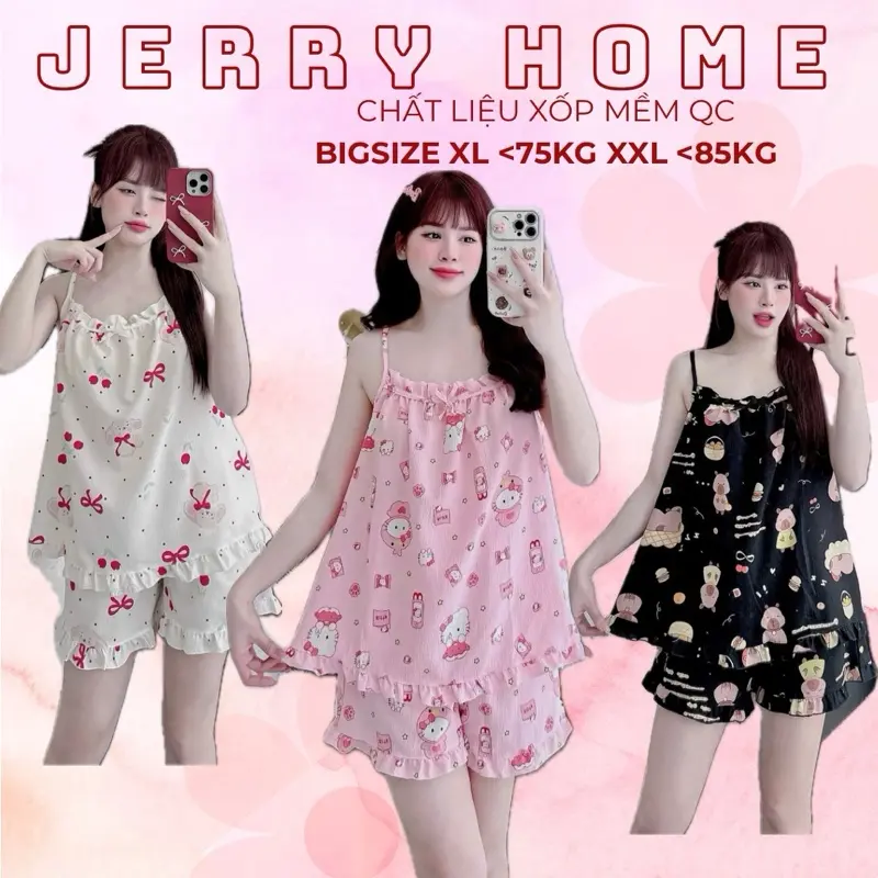 [BIGSIZE] Đồ Ngủ 2 Dây Xinh Xốp Mềm Jerry Home