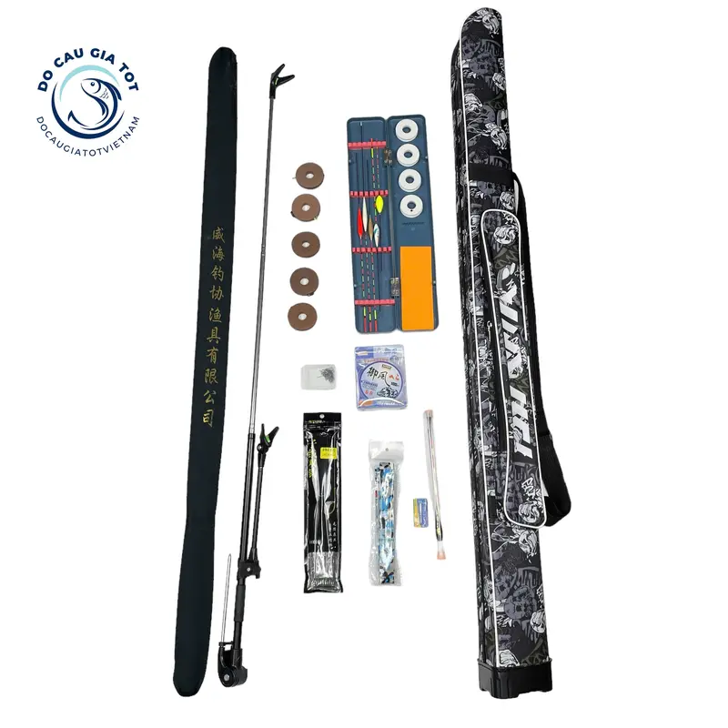 Bộ Cần Câu Cá Đầy Đủ - Kèm Cần Câu 5H 4m5 -Bao Đựng Cần - 5 Phao Ngày - 1 Phao Điện - Cuộn Cước 100m - Dây Cuốn Cần - Hộp Phao Xanh - 5 Trục Nâu Buộc Sẵn - Hộp Lưỡi - Gác 2m1 ultra - Thẻo Cước  - Phao Điện Kèm Pin - Bộ Đầy Đủ Bắt Cá Fishing Đi Câu Nữ 1