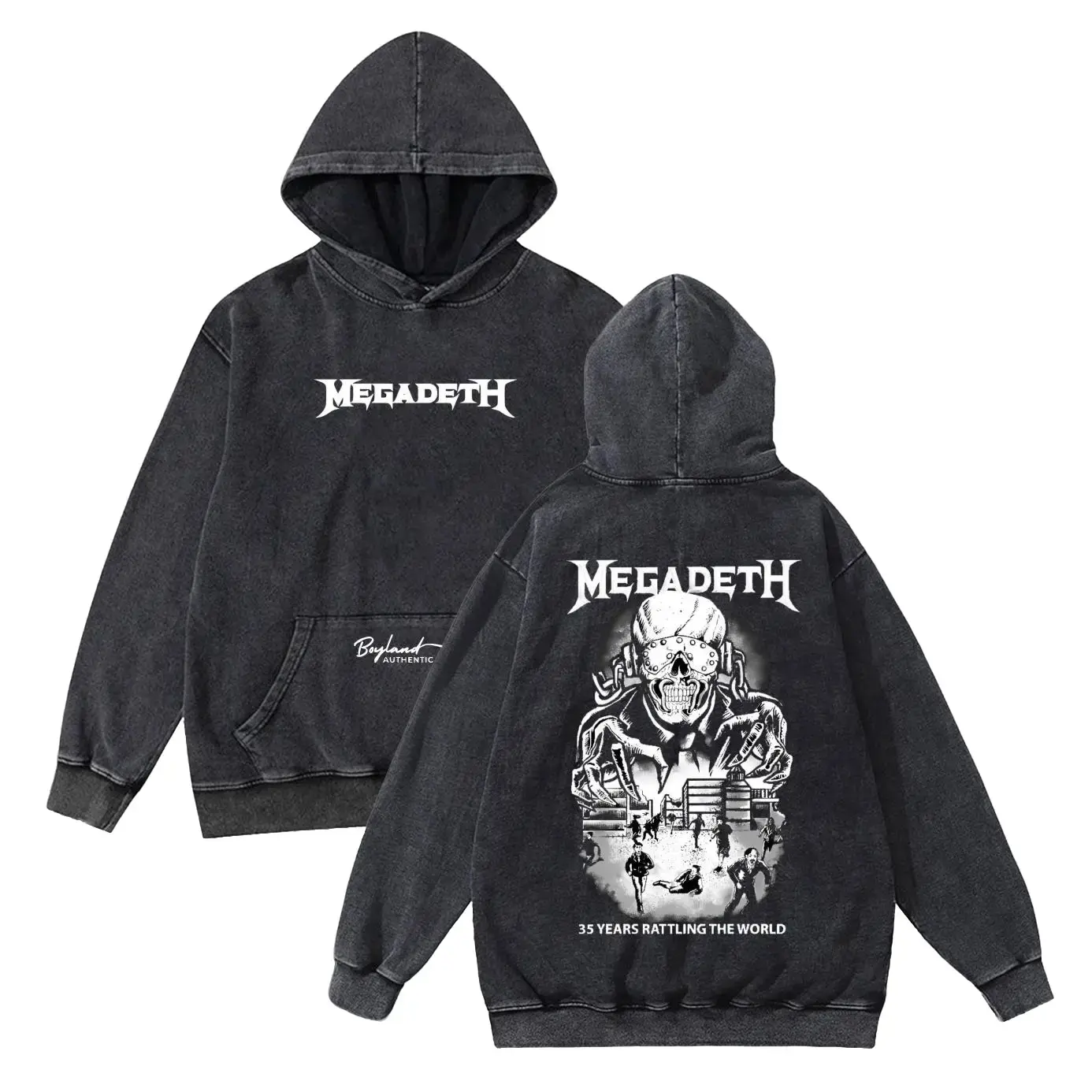 BoyLand Hoodie SandWash MEGA DEATH Unisex Cewek Cowok Sweater Cowo Oblong Basic Casual Authentic Distro Motif Sablon Warna Hitam Tangan Panjang Bahan Fleece Tebal Lembut Santai dan nyaman Unisex Pria Wanita Outdoor Keren Lokal Terbaru 2024 Garis