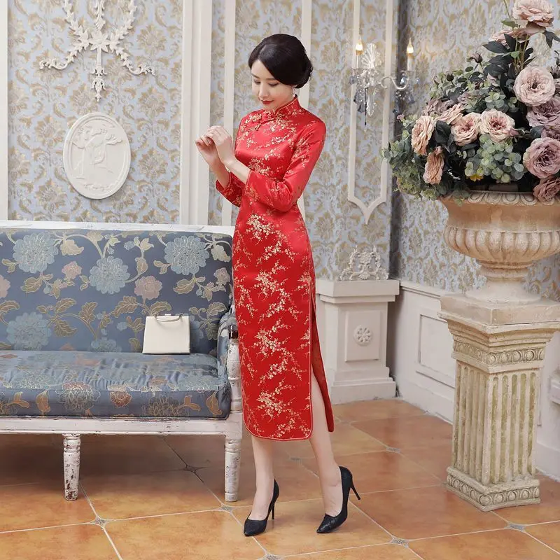 Sườn Xám Sửa Đổi, Dài, Phong Cách Trung Quốc Cổ Điển Cao Cấp Và Thanh Lịch, Ngoại Cỡ, Thích Hợp Biểu Diễn Và Nghi Thức, Váy Trình Diễn Thời Trang, 2024 Nữ Women 7