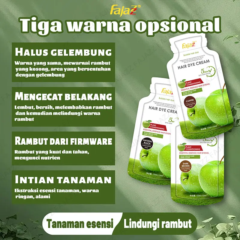 FAJAZZ Pewarna Rambut c【5bungkus x 30ml 】(Masker rambut gratis)total 150ML Pewarna Rambut【Fajazz】Pewarna rambut tanaman，  mudah dibawa, digunakan sesuai kebutuhan, mudah disimpan, umur simpan panjang Cat Lasting Dye/Hitam Alami/Warna Coklat Tua/Warna Kopi 4