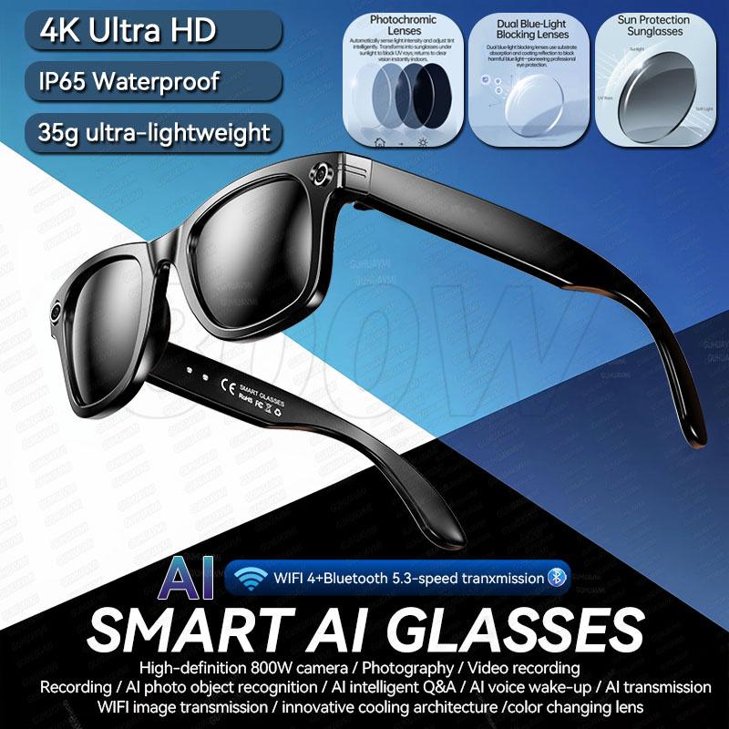 New4K Ultra HD AI Glasses Men Chat IP65 Waterproof Voice Assistant AI Transmission 800W Camera Bluetooth Call Smart Glasses 2025 - Image 2