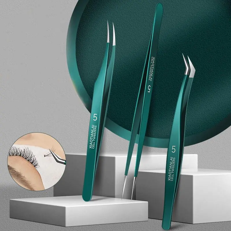 3pcs Eyelash Extension Tweezers Set, High Precision Tweezers, Professional Eye Lash Makeup Tool For Women 0