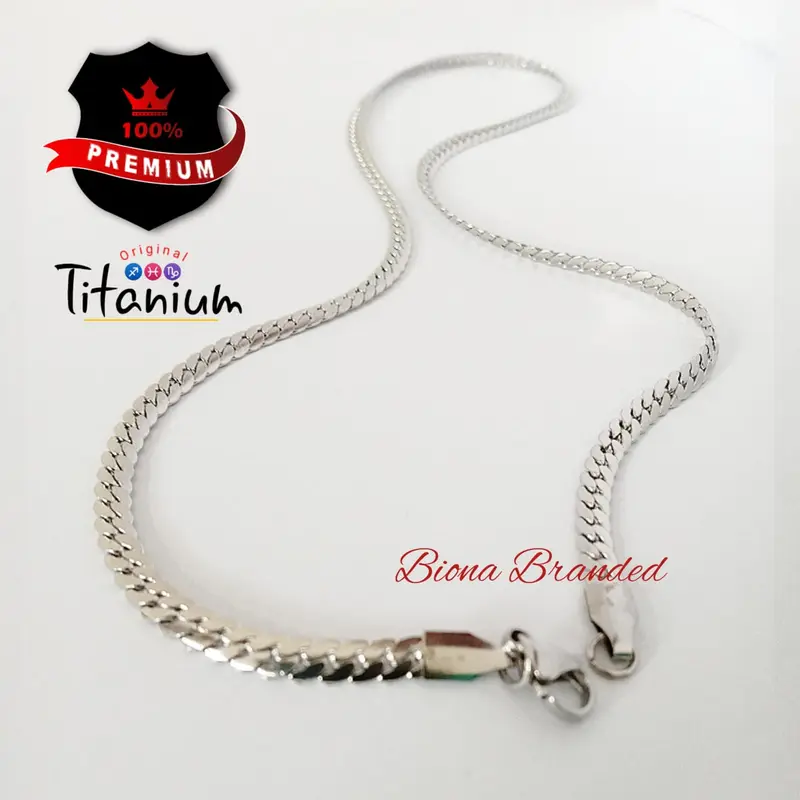 COD !! Kalung Titanium RANTAI SISIK NAGA PIPIH/GEPENG 316L PRIA DAN WANITA anti karat selamanya, tidak hitam, DAN TIDAK LUNTUR, Kalung cewek terbaru dan kekinian Perempuan, 2023 2