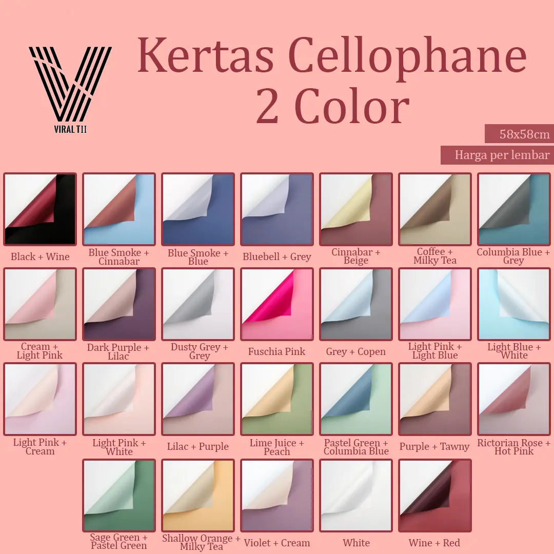 *5 LEMBAR* Kertas Cellophane Kertas Buket Bunga [2 Color] Flower Wrapping Paper Celophane / Chellophane Murah untuk Snack Uang