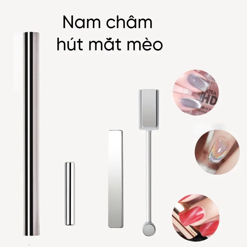 Nam châm Hút mắt  các mã , Nam châm vuông 2 đầu , Nam châm 5in1 , nam châm chữ nhật , Nam châm to , nam châm đầu tròn . Dùng để hút sơn mắt  trong ngành nail làm đẹp móng