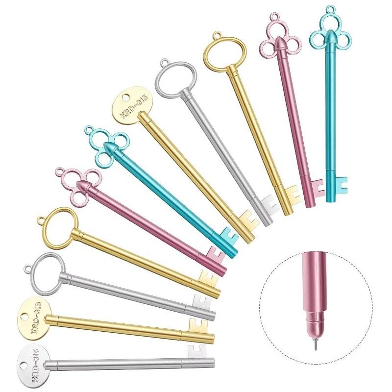 6Pcs Novelty Gel Pens 0.38 Key Shaped Pens,Key black ink Pens ballpoint ...