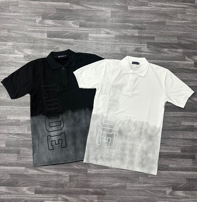 Áo thun cổ trụ nam nữ mẫu mới phối chữ thêu hoạ tiết in loang màu Menswear Top