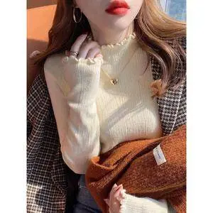 Half high neck women's sweater, cardigan, hug, underwear, mushroom shaped edge, suitable for autumn and winter, new style, top of the line top, 2024