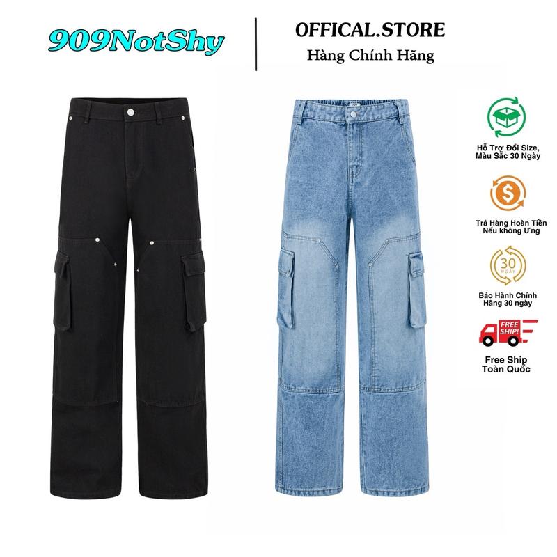 909NotShy Quần Jean Double Knee Túi Hộp Form Suông Chất Liệu Jean Denim Cao Cấp Mềm Mịn Menswear Pants
