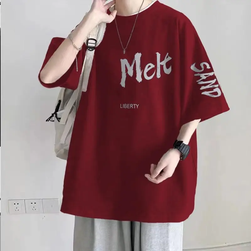 Quần Áo Nam, 100% Cotton, Cỡ Nặng Ngoại Cỡ, Ngoại Cỡ 100,00 Kg-150,00 Kg, ngắn Tay, Áo Phông Dáng Rộng Hợp Xu hướng Mùa Hè, Dành Cho Nam Giới, Bán Chạy Menswear Cổ Tròn