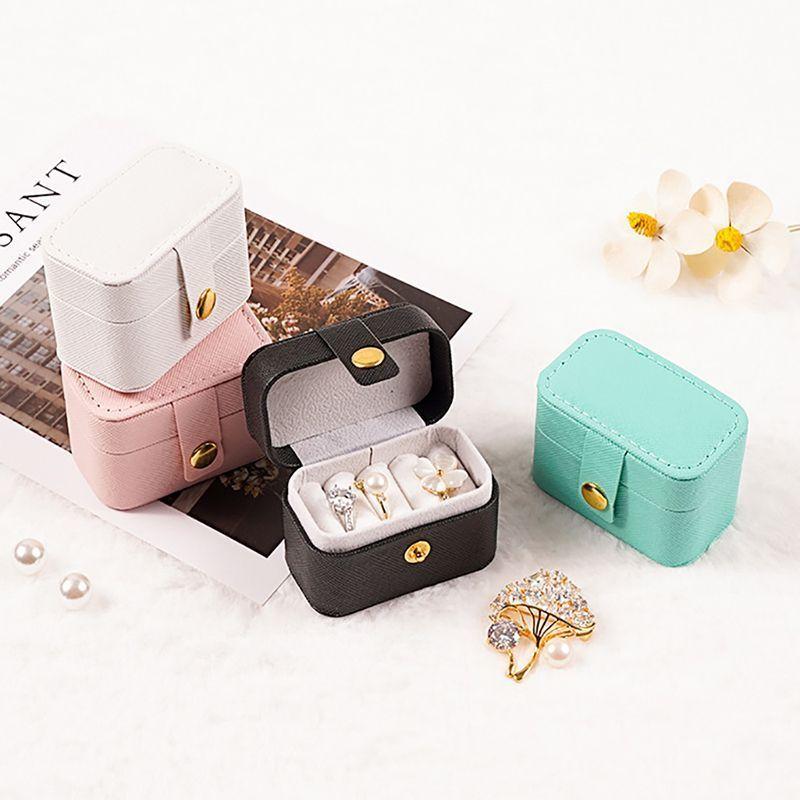 Waterdrop-shaped jewelry box [Portable Storage Box] New model Leather Mini Jewelry Box Portable Travel Earrings Ear Rings Jewelry Storage Box Ring Storage Box 8