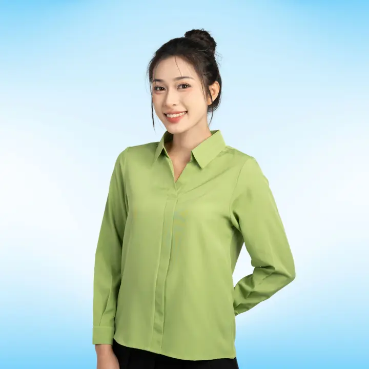 Áo Sơ Mi Dài Tay Không Cúc, Trẻ Trung Năng Động Nhẹ Nhàng Với Mã VPKT4