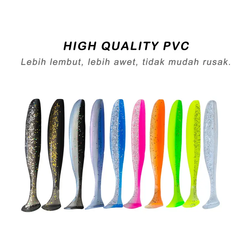 1 Pack HDY Umpan Pancing Soft Lure Soft Bait T Tail 5cm 7cm 9cm 10 Warna Tidak Bisa Menyala 3