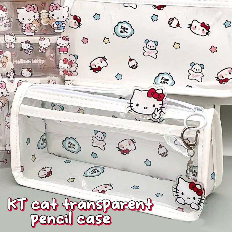 Hộp Đựng Bút Chì Hello Kitty Kawaii Và Trong Suốt Sanrio Pochacco Túi Đựng Bút Dung Tích Lớn Túi Đựng Mỹ Phẩm Chuột Lang Nước Túi Sắp Xếp Văn Phòng Phẩm